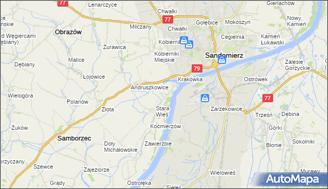 mapa Zawisełcze, Zawisełcze na mapie Targeo