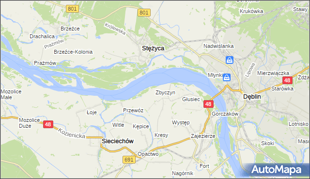 mapa Zbyczyn, Zbyczyn na mapie Targeo