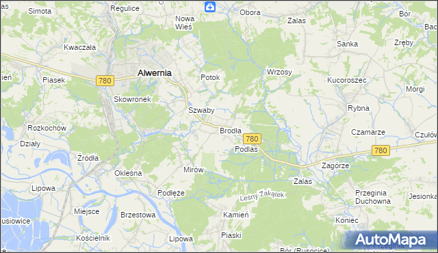 mapa Brodła, Brodła na mapie Targeo