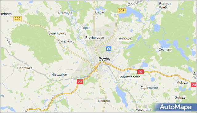 mapa Bytów, Bytów na mapie Targeo