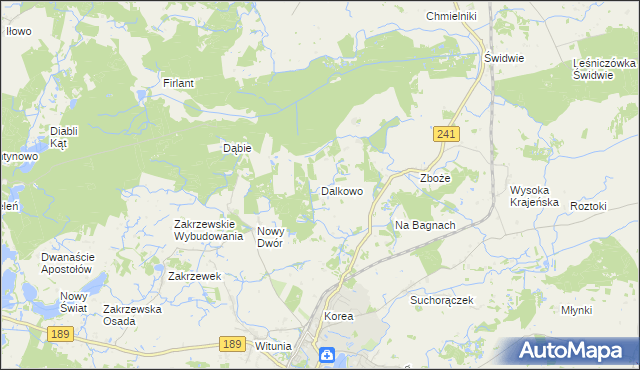 mapa Dalkowo gmina Więcbork, Dalkowo gmina Więcbork na mapie Targeo