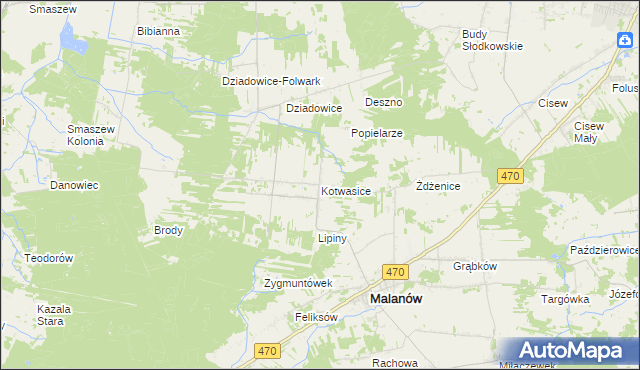 mapa Kotwasice, Kotwasice na mapie Targeo