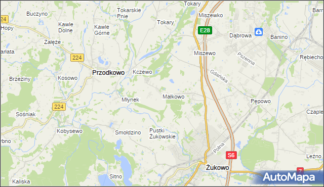 mapa Małkowo, Małkowo na mapie Targeo