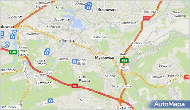 mapa Mysłowice, Mysłowice na mapie Targeo