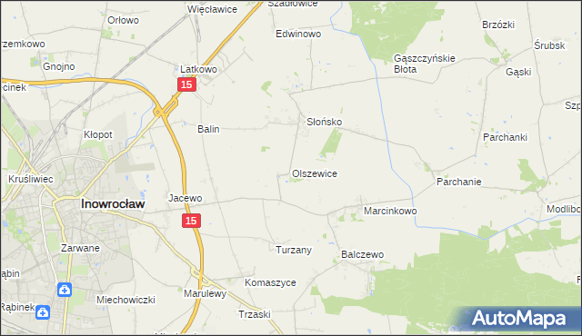 mapa Olszewice gmina Inowrocław, Olszewice gmina Inowrocław na mapie Targeo