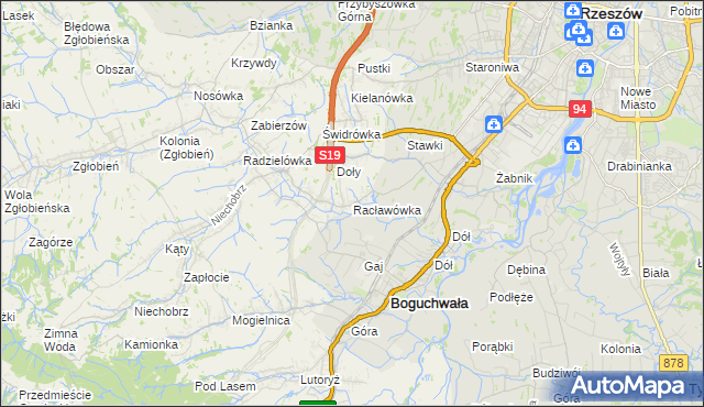 mapa Racławówka, Racławówka na mapie Targeo