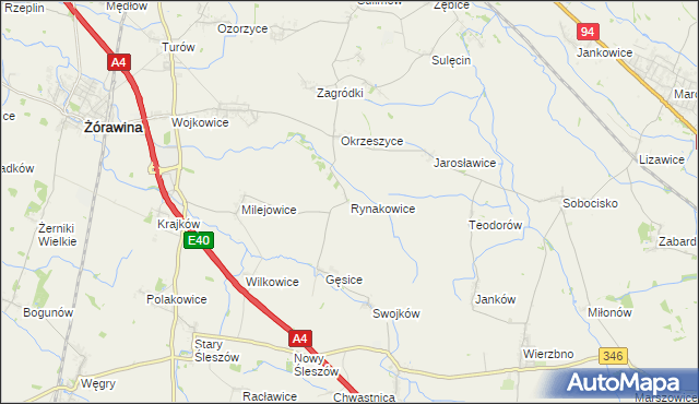 mapa Rynakowice, Rynakowice na mapie Targeo