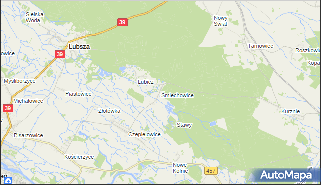 mapa Śmiechowice gmina Lubsza, Śmiechowice gmina Lubsza na mapie Targeo