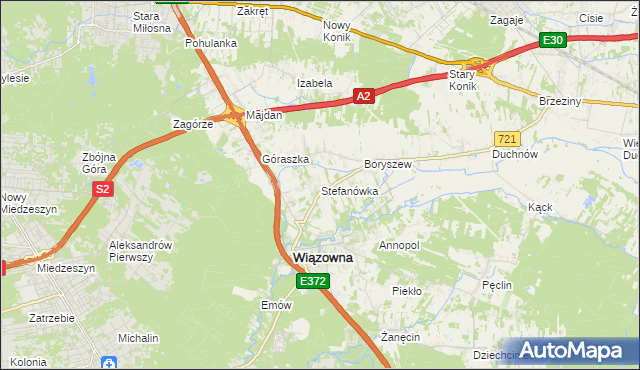 mapa Stefanówka gmina Wiązowna, Stefanówka gmina Wiązowna na mapie Targeo