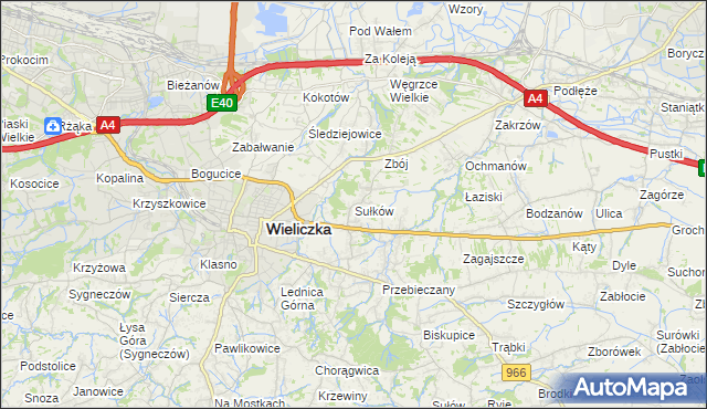 mapa Sułków gmina Wieliczka, Sułków gmina Wieliczka na mapie Targeo
