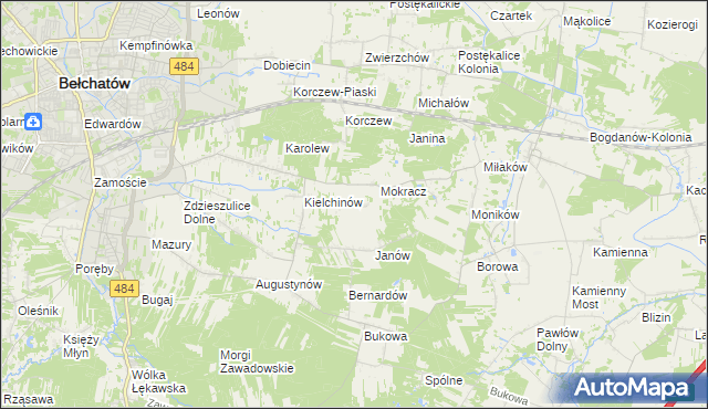 mapa Wiktorów gmina Bełchatów, Wiktorów gmina Bełchatów na mapie Targeo