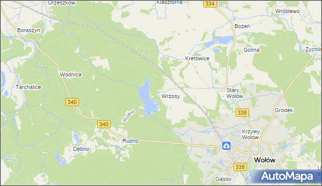mapa Wrzosy gmina Wołów, Wrzosy gmina Wołów na mapie Targeo