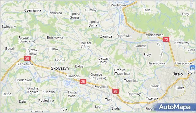 mapa Bączal Dolny, Bączal Dolny na mapie Targeo