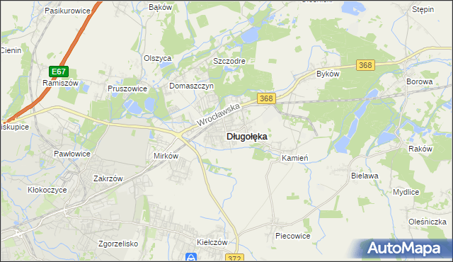 mapa Długołęka powiat wrocławski, Długołęka powiat wrocławski na mapie Targeo