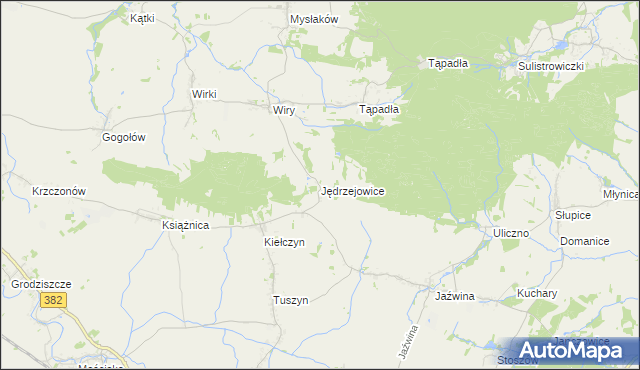 mapa Jędrzejowice gmina Dzierżoniów, Jędrzejowice gmina Dzierżoniów na mapie Targeo