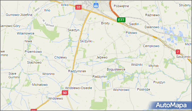 mapa Jeżewo gmina Płońsk, Jeżewo gmina Płońsk na mapie Targeo