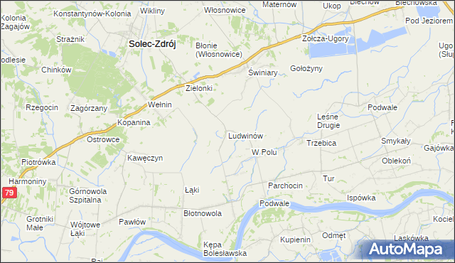 mapa Ludwinów gmina Solec-Zdrój, Ludwinów gmina Solec-Zdrój na mapie Targeo