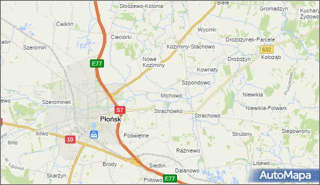 mapa Michowo, Michowo na mapie Targeo