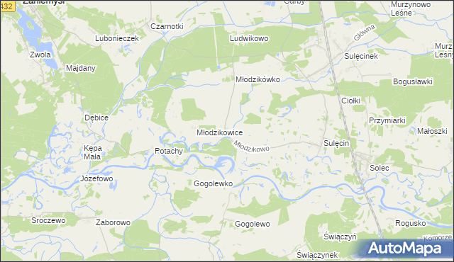 mapa Młodzikowo, Młodzikowo na mapie Targeo