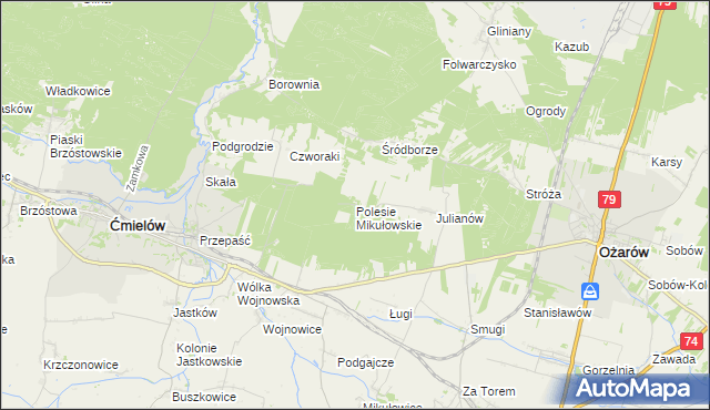 mapa Polesie Mikułowskie, Polesie Mikułowskie na mapie Targeo