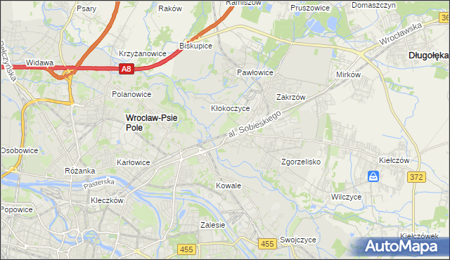 mapa Psie Pole gmina Wrocław, Psie Pole gmina Wrocław na mapie Targeo