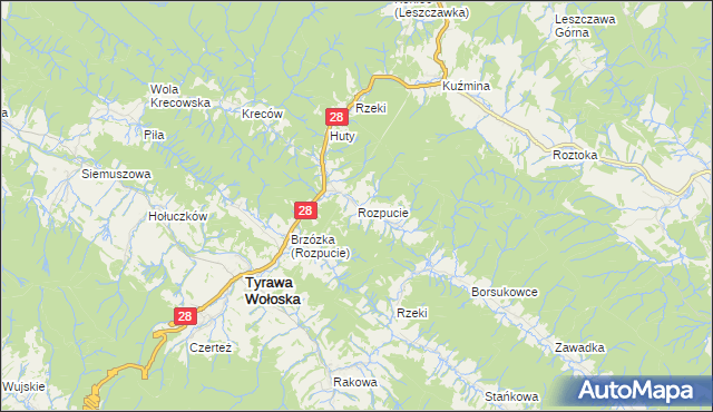 mapa Rozpucie, Rozpucie na mapie Targeo