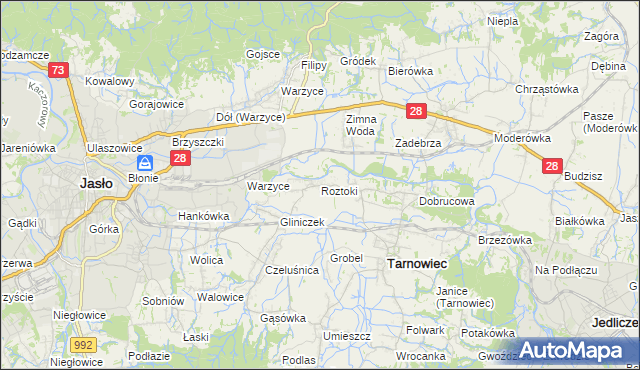 mapa Roztoki gmina Tarnowiec, Roztoki gmina Tarnowiec na mapie Targeo