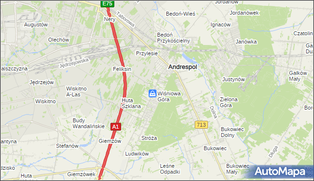 mapa Wiśniowa Góra, Wiśniowa Góra na mapie Targeo