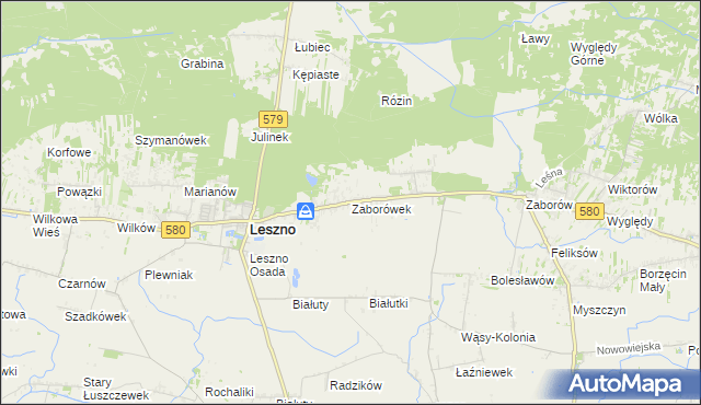 mapa Zaborówek gmina Leszno, Zaborówek gmina Leszno na mapie Targeo