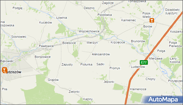 mapa Aleksandrów gmina Sędziszów, Aleksandrów gmina Sędziszów na mapie Targeo