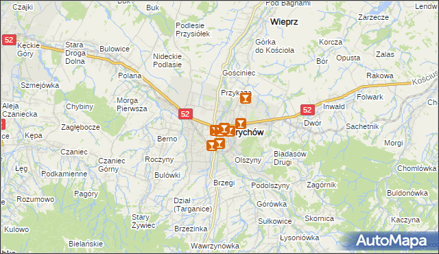 mapa Andrychów, Andrychów na mapie Targeo