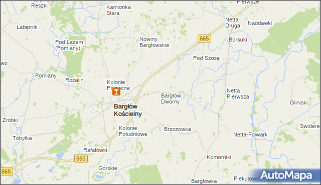 mapa Bargłów Dworny, Bargłów Dworny na mapie Targeo