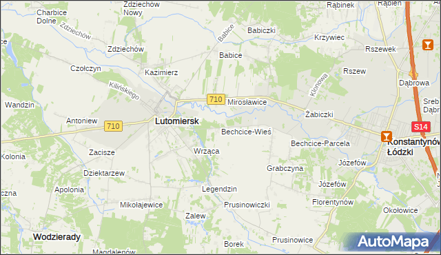 mapa Bechcice-Wieś, Bechcice-Wieś na mapie Targeo