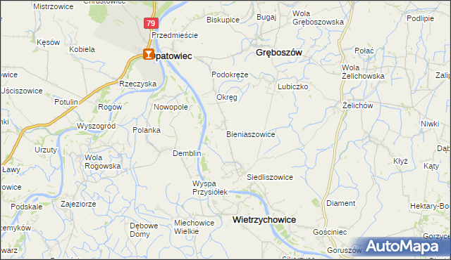 mapa Bieniaszowice, Bieniaszowice na mapie Targeo