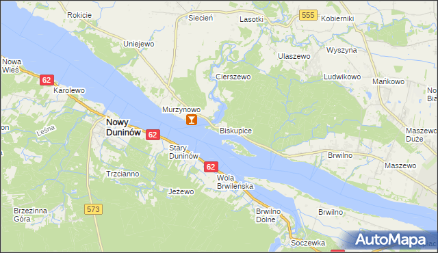 mapa Biskupice gmina Brudzeń Duży, Biskupice gmina Brudzeń Duży na mapie Targeo