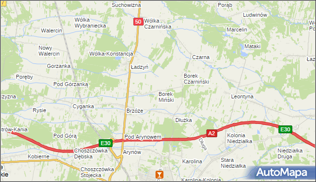 mapa Borek Miński, Borek Miński na mapie Targeo