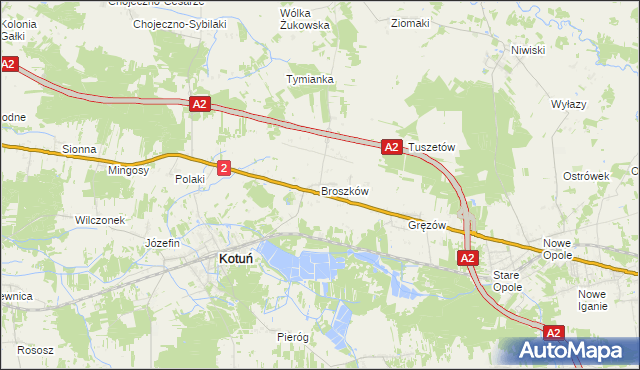 mapa Broszków, Broszków na mapie Targeo