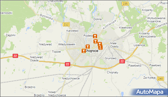 mapa Chojnic, Chojnice na mapie Targeo