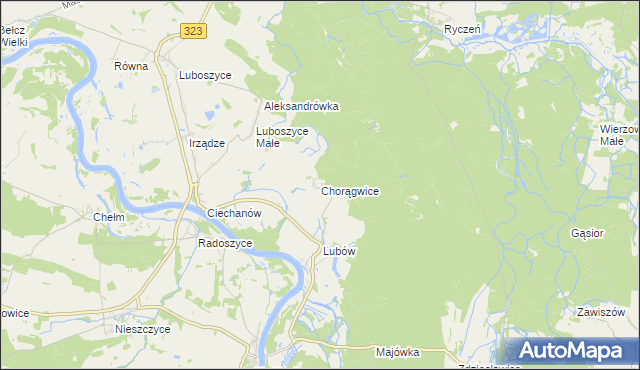 mapa Chorągwice, Chorągwice na mapie Targeo