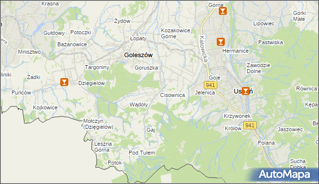 mapa Cisownica, Cisownica na mapie Targeo