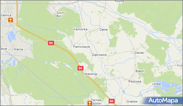mapa Dąbrowice gmina Chrząstowice, Dąbrowice gmina Chrząstowice na mapie Targeo