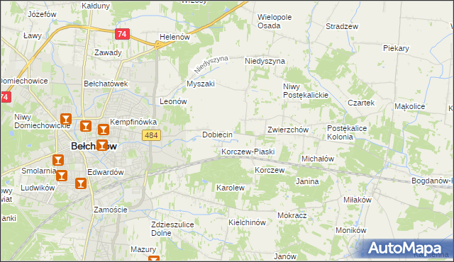 mapa Dobiecin Osada, Dobiecin Osada na mapie Targeo