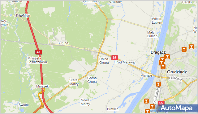 mapa Dolna Grupa, Dolna Grupa na mapie Targeo