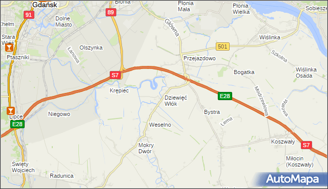 mapa Dziewięć Włók, Dziewięć Włók na mapie Targeo