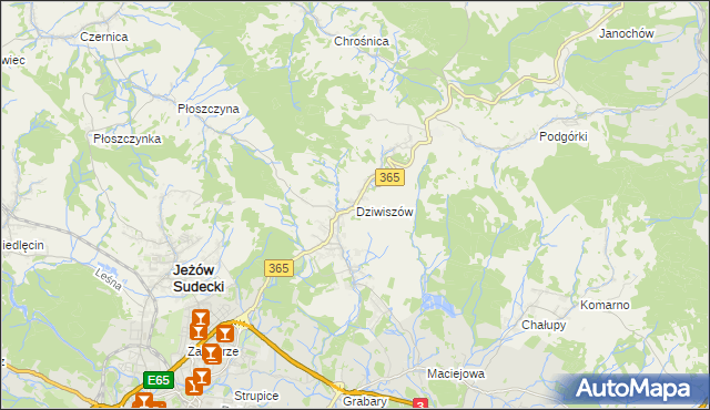 mapa Dziwiszów, Dziwiszów na mapie Targeo