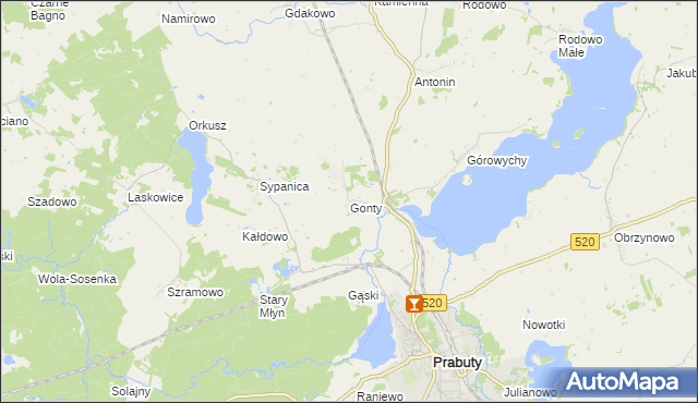 mapa Gonty, Gonty na mapie Targeo