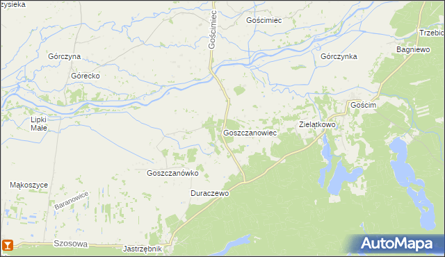 mapa Goszczanowiec, Goszczanowiec na mapie Targeo