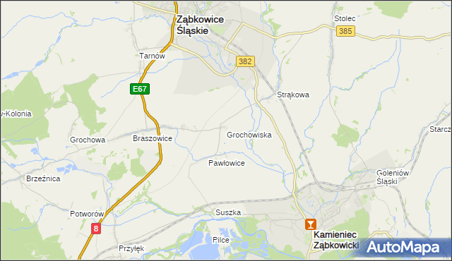 mapa Grochowiska gmina Ząbkowice Śląskie, Grochowiska gmina Ząbkowice Śląskie na mapie Targeo