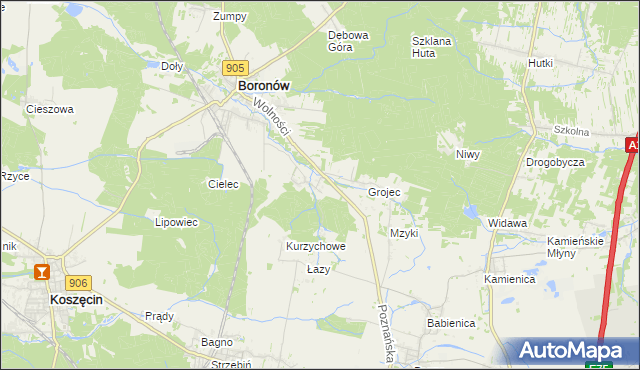 mapa Hucisko gmina Boronów, Hucisko gmina Boronów na mapie Targeo