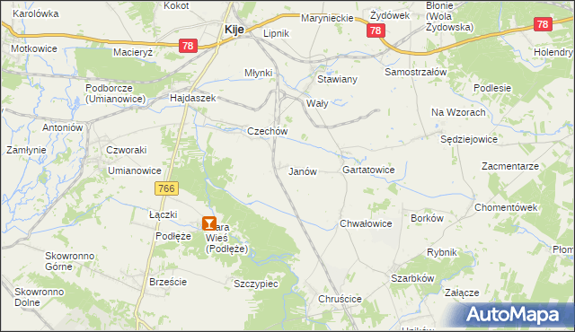 mapa Janów gmina Kije, Janów gmina Kije na mapie Targeo
